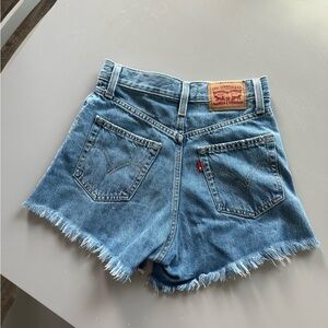 Levi's Frayed Hem Blue Jean Shorts